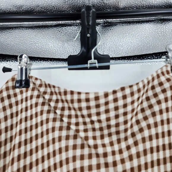 RIXO Preslee Tiered Ruffle Maxi Skirt Brown Gingham Boho Festive Flowy Prairie 8 - Picture 5 of 9